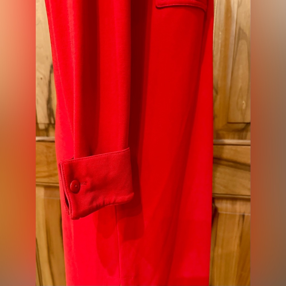 Linda Allard - Tracy Ellen - Vivid Red Jersey Knit Long-Sleeve Dress - EUC - 4 - Picture 5 of 13